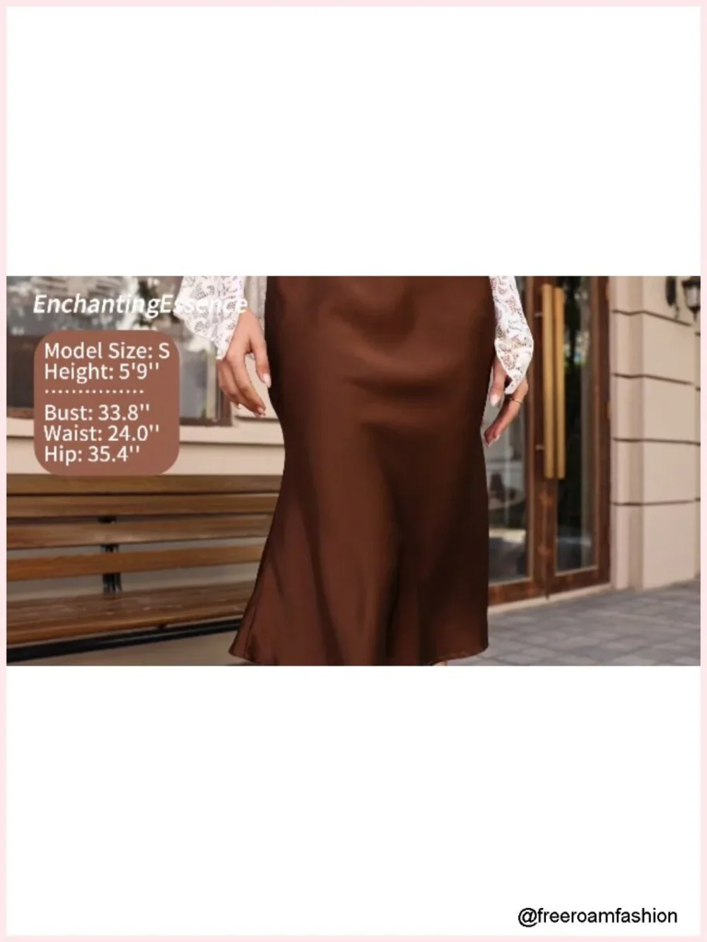 Women's Satin Midi Skirt with Fishtail Hem High Waisted A-Line